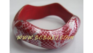 Wood Bangle Wave Design Painted